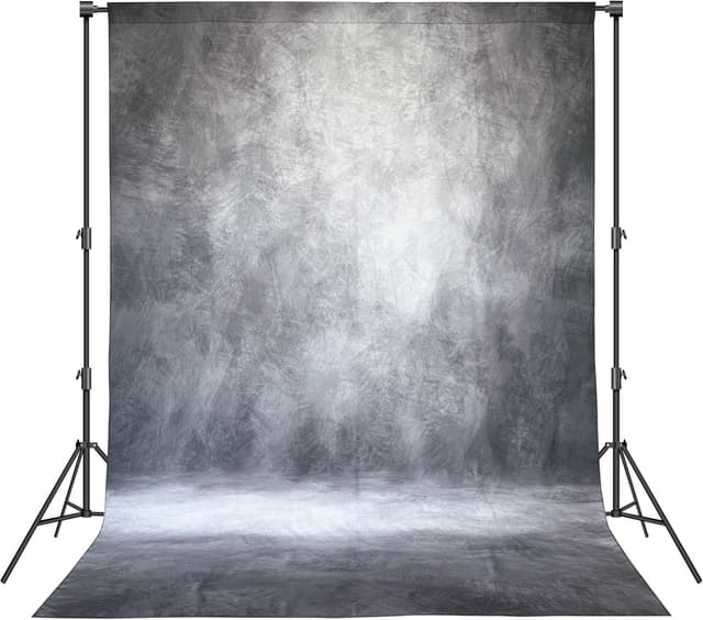Detalle de Haboke Abstract Professional Photography Backdrop (8x10ft, Grey, Polyester Fabric Roller Pocket, Backdrop Only)