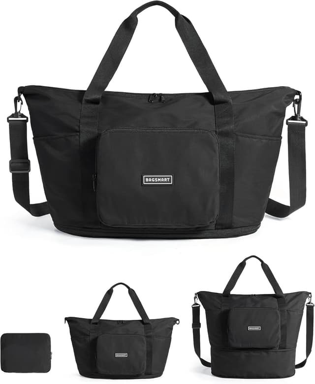 Detalle de BAGSMART faltbare Reisetasche 37 L Schwarz