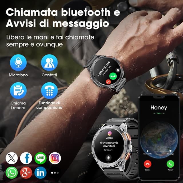 Detalle 2 de GPS smartwatch uomo 1,43" AMOLED militare