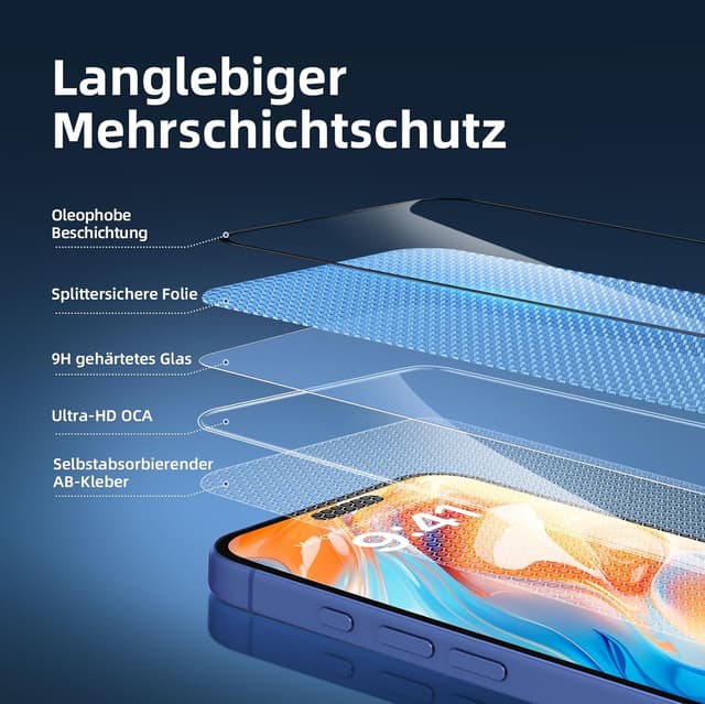 Thumbnail 6 de NEW'C 3er Set Full Screen Panzerglas für iPhone 16 & iPhone 15 (6,1 Zoll) – Auto-Installation, 9H