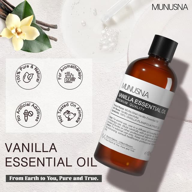 Detalle de MUNUSNA Vanilla Essential Oil 100 ml for Aromatherapy