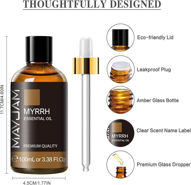 Detalle de MAYJAM Myrrh Essential Oils 100ml – Myrrh oil for diffusers, humidifiers and DIY