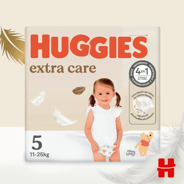 Detalle 2 de Huggies Extra Care Pañales Disney Talla 5 🐭 66 Uds