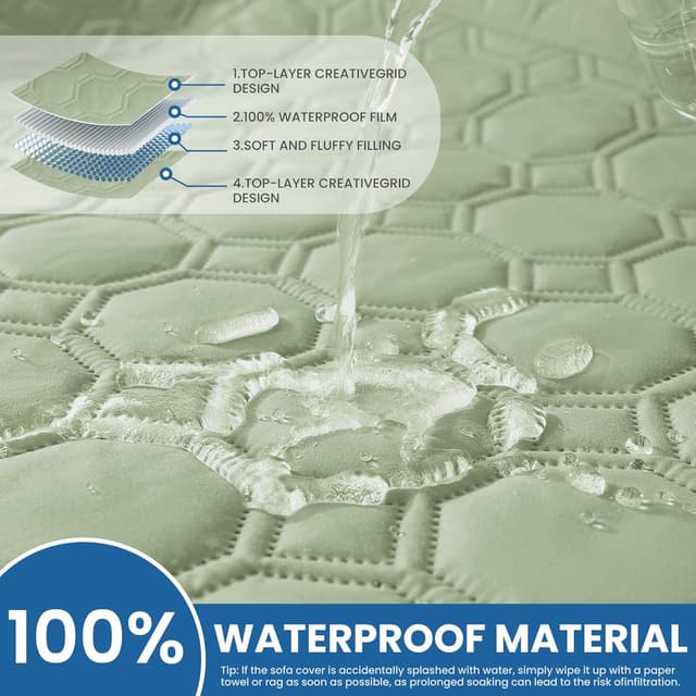 Detalle de Ystyle Copridivano impermeabile con penisola reversibile (verde menta)