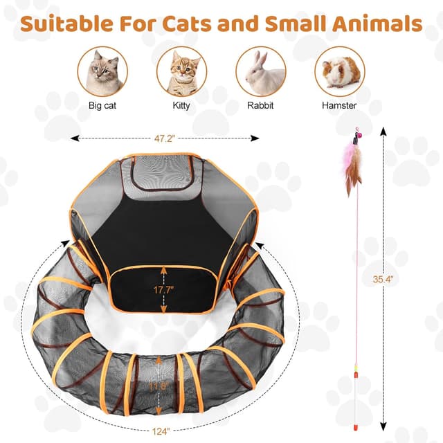 Detalle de Odoland Pet Tunnel Playpen 47.2 in