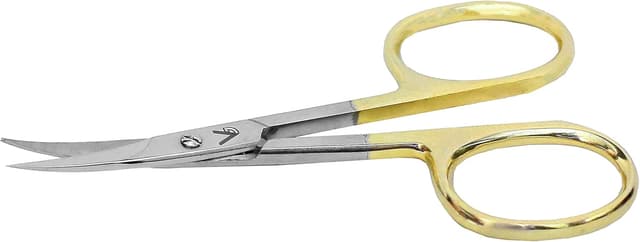 Detalle de VIDA GOODS 9cm Nail Scissors with Gold Handle – precision curved manicure shears for nails, brows & facial hair