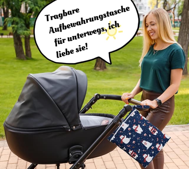 Detalle de TRASUN Wetbag Kindergarten Nasstasche/Nasstaschen-Set „Schneebär“ (2er-Set) für Windeln und Schwimmsachen