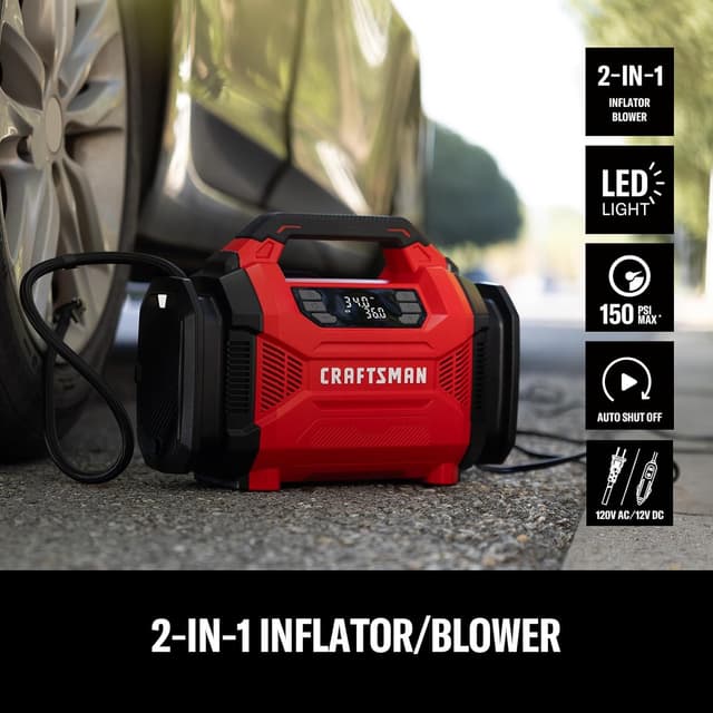 Thumbnail 1 de Craftsman Dual Power Tire Inflator Portable Air Compressor (12V DC + 120V AC) Up to 150 PSI
