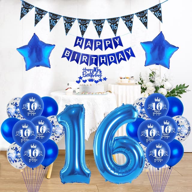 Thumbnail 2 de Blau Folienballon 16 Geburtstag 32" 🎈