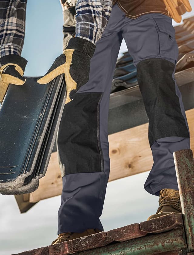 Detalle de Elainone robuste Arbeitshose für Männer mit Kniepolster-Taschen und 6 Taschen