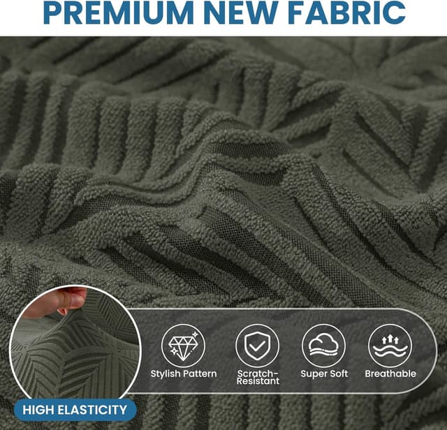 Detalle 2 de Ystyle copridivano 2 posti con braccioli verde militare: elasticizzato anti-graffio e lavabile