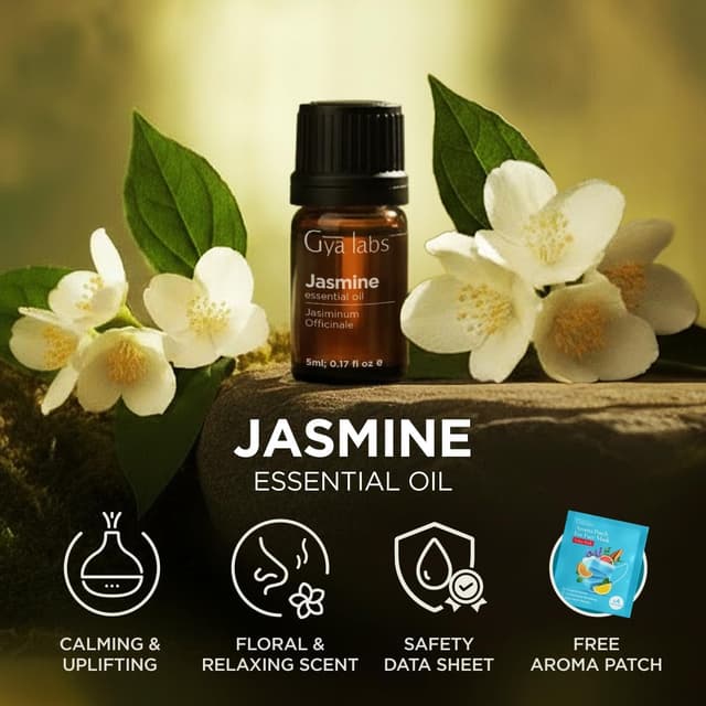 Detalle de Gya Labs Ätherisches Jasminöl für Diffusor & Aromatherapie (100% reines natürliches Jasminöl, 5 ml)