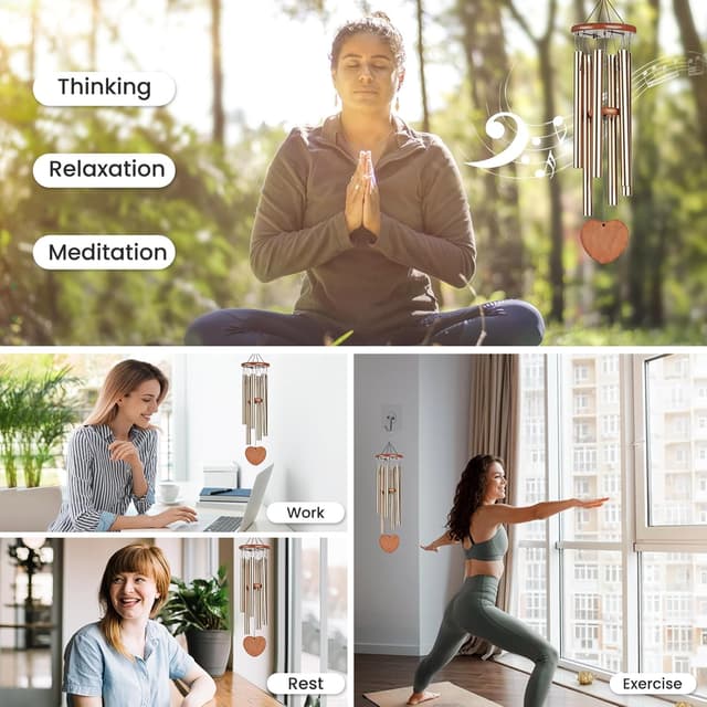 Detalle de YITGOG 30-inch wind chimes with waterproof non-corrosive aluminium tubes for garden, patio and indoor memorial display