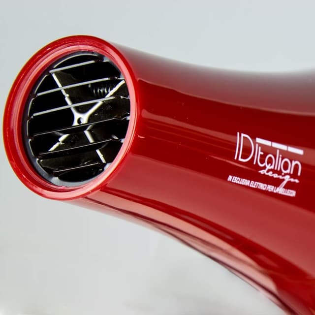 Detalle de ID Italian Design Professioneller Haartrockner mit Stylingdüse, 3 Temperaturen, 2 Gebläsestufen (2200 W) – Rot
