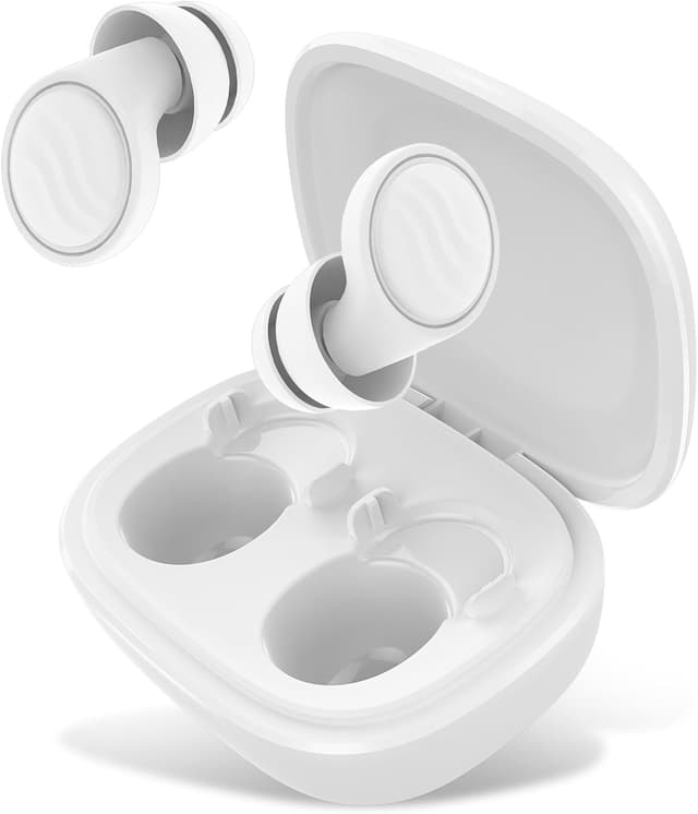 Detalle de Bouchons d’oreille anti-bruit en silicone souple 35 dB – 7 paires réutilisables (XS/S/M/L) + étui Concert & Festivals