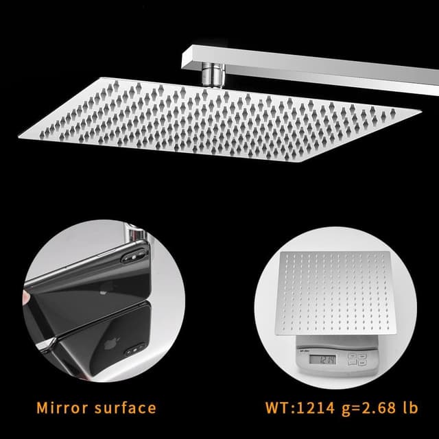 Thumbnail 6 de BESy 12 inch square rain shower head in polished chrome (G1/2”)