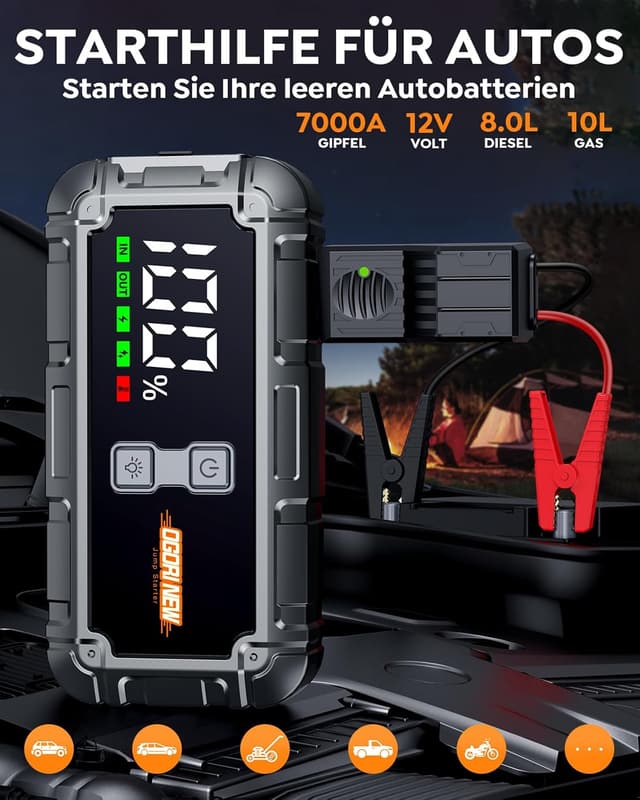 Detalle 2 de OGORI NEW Starthilfe Powerbank 7000A