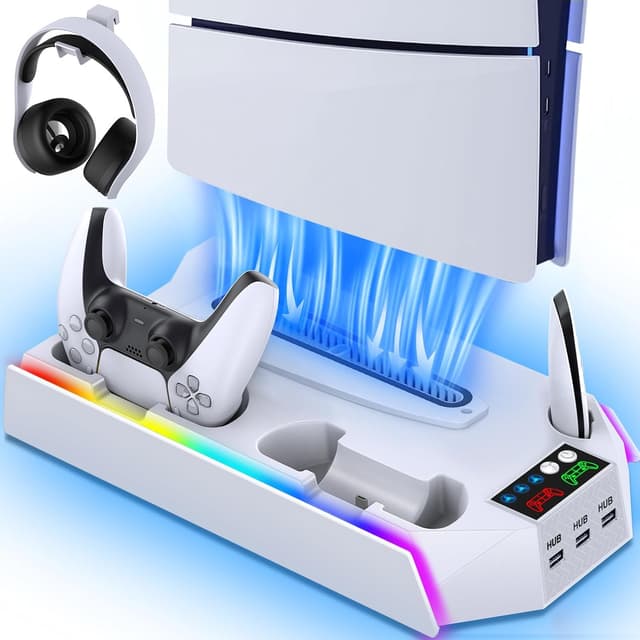 Detalle de ZRZLMVP PS5 Standfuß mit RGB, 3 USB Hub