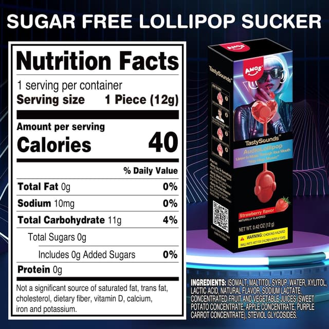 Detalle de Amos Musicale Lecca lecca Caramelle Lecca Dolce Cantanti alla fragola (senza glutine, senza zucchero)