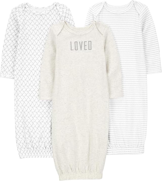 Imagen de Simple Joys by Carter's 3-Pack Neutral Cotton Sleeper Gown 0 meses 👶 en OfertitasTOP