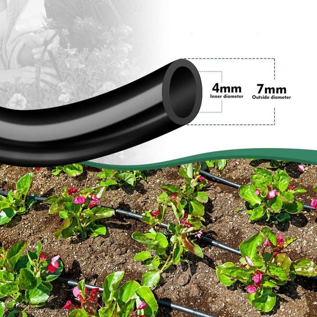 Detalle 2 de Hydrogarden Micro tubo di irrigazione a goccia da 20 metri (I.D 4 mm / O.D 7 mm) per linea d’irrigazione in giardino