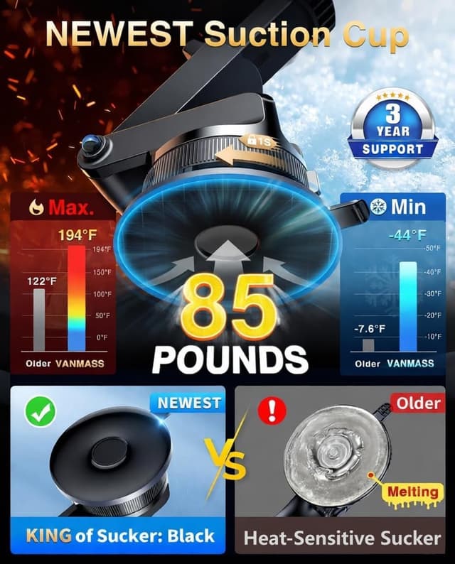 Detalle de VANMASS Car Phone Holder for iPhone 17 Pro Max