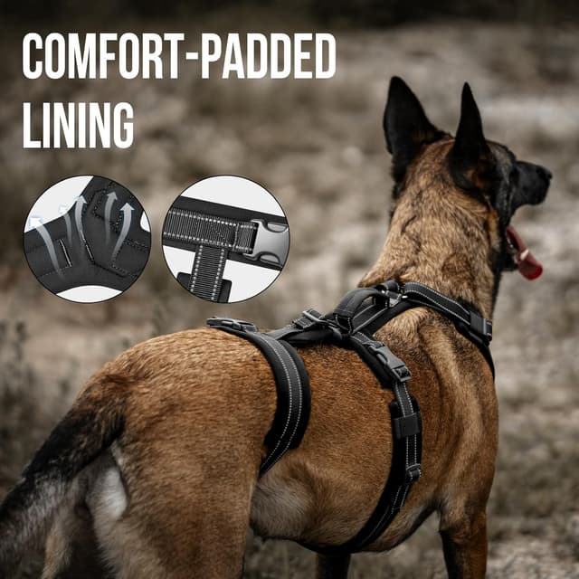 Detalle de Escape-Proof Dog Harness Medium with Large Handle (Black, XL) – Anti-Pull Reflective Working Vest