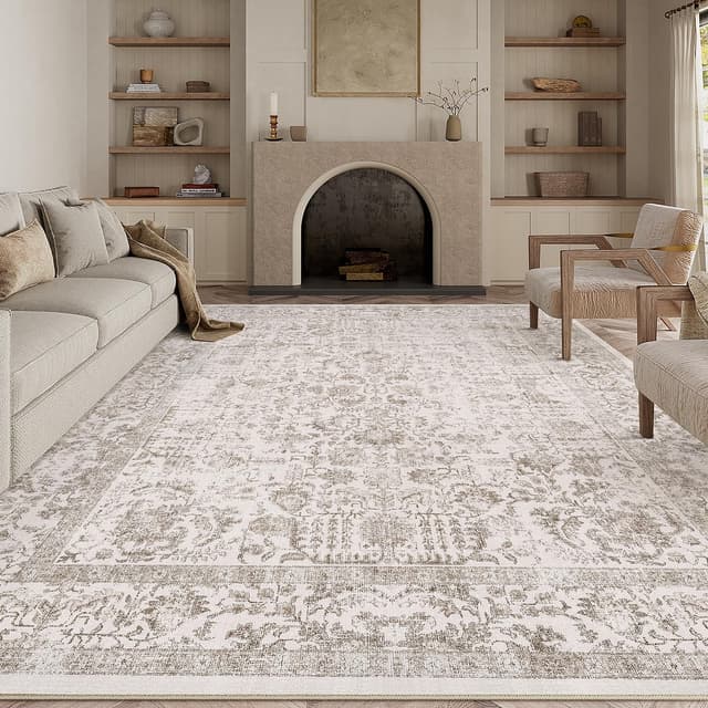 Detalle de HUGEAR Vintage Brown Low Pile Area Rug (Washable, Non-Slip) 300x400cm