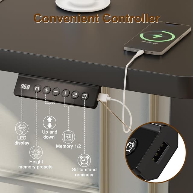 Detalle 2 de JUMMICO scrivania elettrica 140x60 73-120 cm