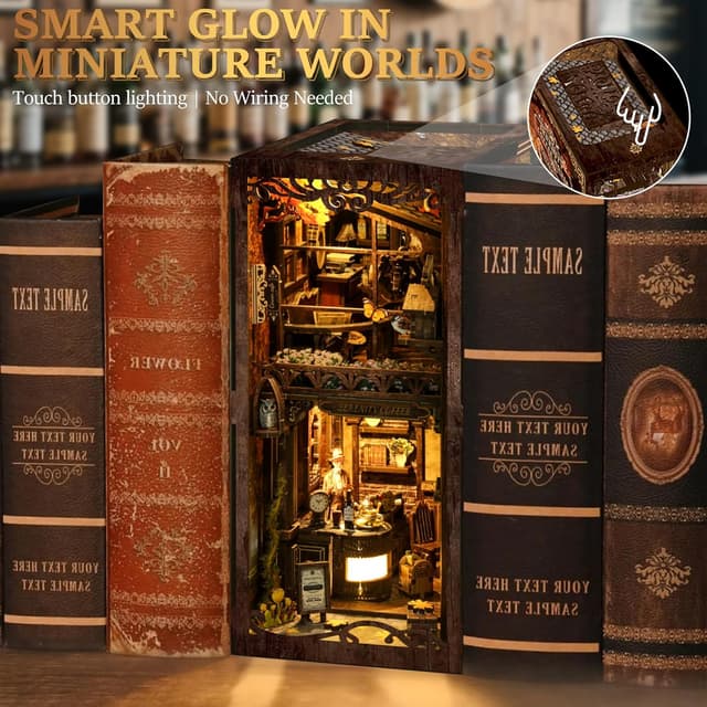 Detalle de CRIOLPO Kit Book Nook DIY “Casa in miniatura” con luci LED da montare (modellismo 3D)