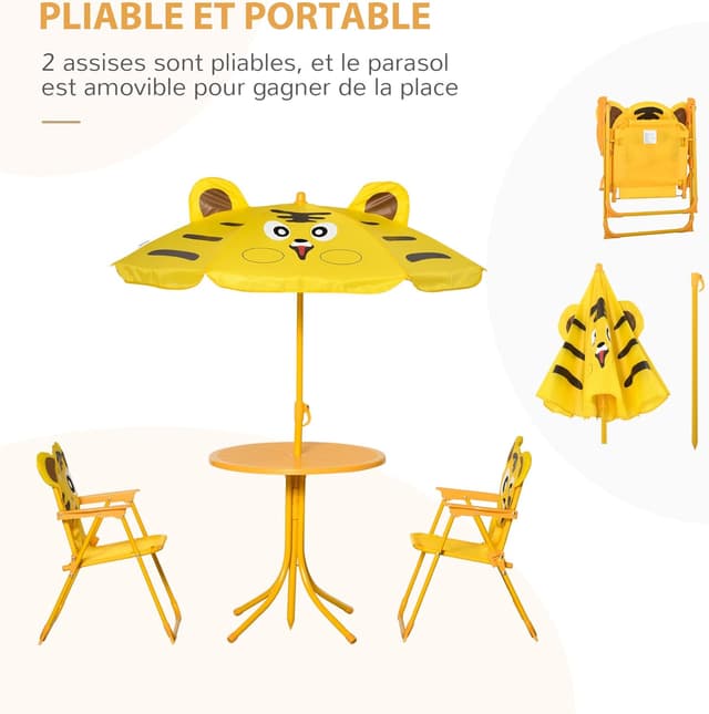 Detalle 1 de Outsunny Ensemble Salon Jardin Enfant Tigre