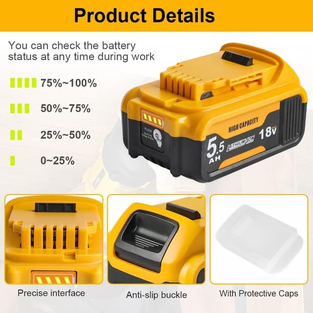 Thumbnail 3 de Powarobor DCB184 18V 5,5 Ah Batterie duo