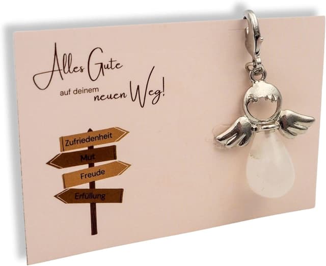 Detalle de Milaboo Schutzengel Glücksbringer für neue Wege – handgefertigte Karte mit Kristall (Abschiedsgeschenk für Kollegen)