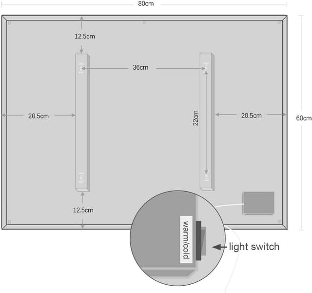 Thumbnail 6 de byecold Specchio da bagno rettangolare moderno 80 x 60 cm