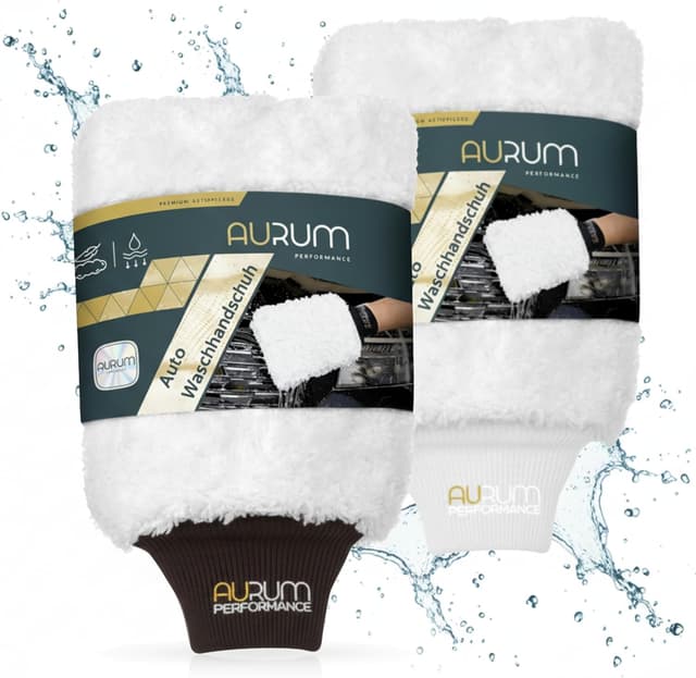 Detalle de Aurum-Performance Profi Autowaschhandschuhe aus Microfaser (2er-Set) – schonende Autopflege per Handwäsche