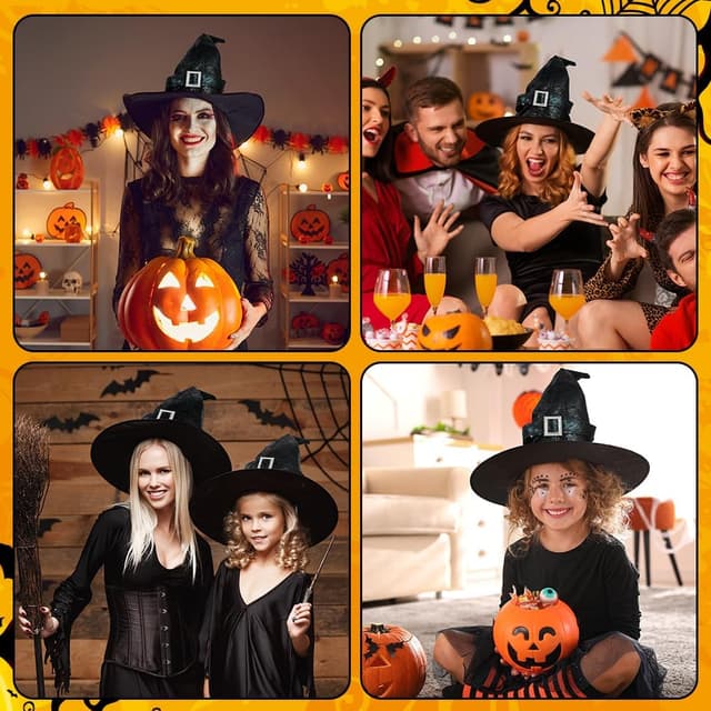 Thumbnail 6 de Aomig Hexenhut Schwarz – Zaubererhut als Kostüm-Zubehör für Halloween, Cosplay & Deko