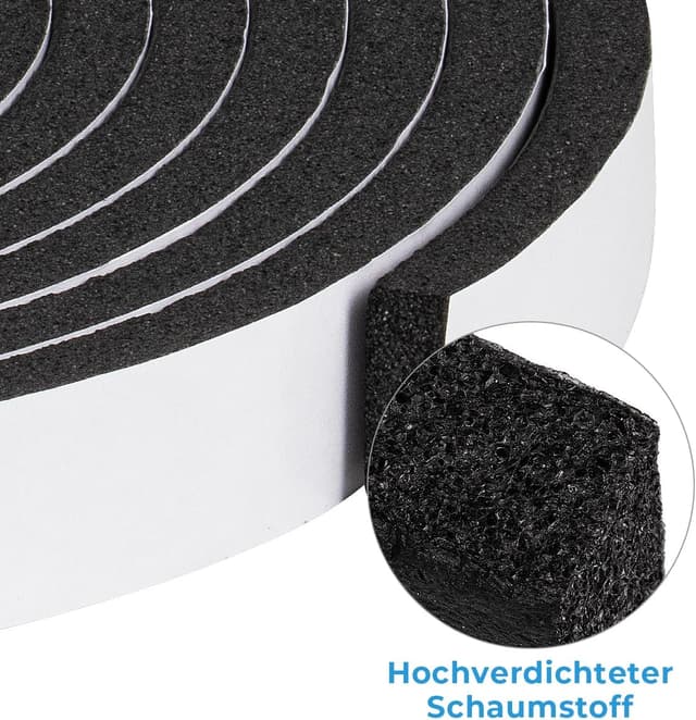 Detalle de Storystore Bande d’étanchéité autocollante en mousse (25 mm) pour portes et fenêtres – longueur totale 5 m