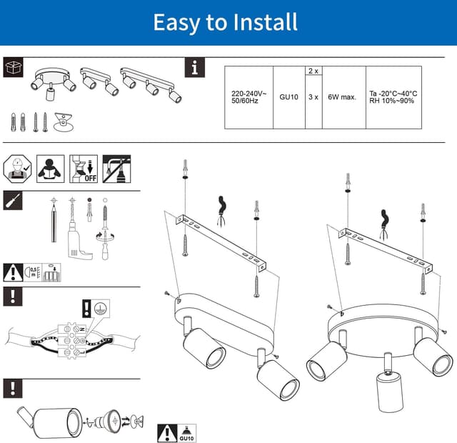 Thumbnail 6 de ANWIO Foco GU10 3 Focos Negro