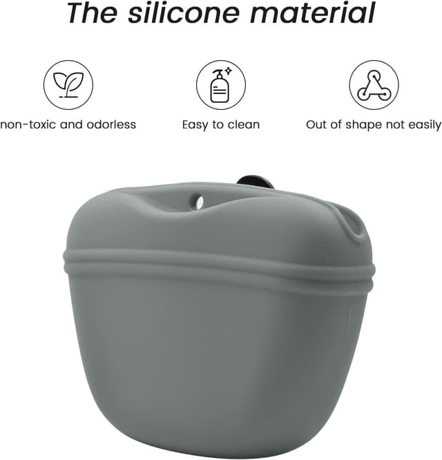 Detalle de AUDWUD Silicone Dog Treat Pouch with Magnetic Clasp and Waist Clip (No BPA)