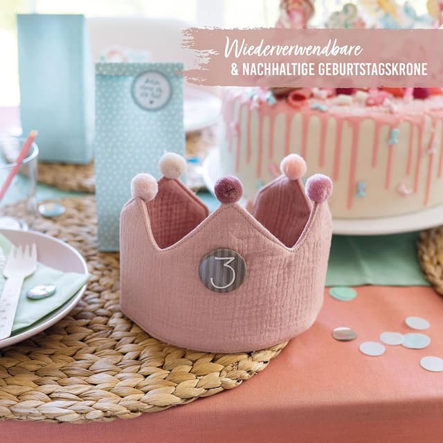 Thumbnail 2 de Papierdrachen Geburtstagskrone Musselin 40 cm 🎉