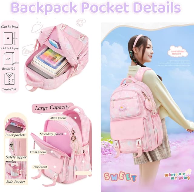 Detalle de VIDOSCLA Kawaii school bag 34 x 20 x 47 cm