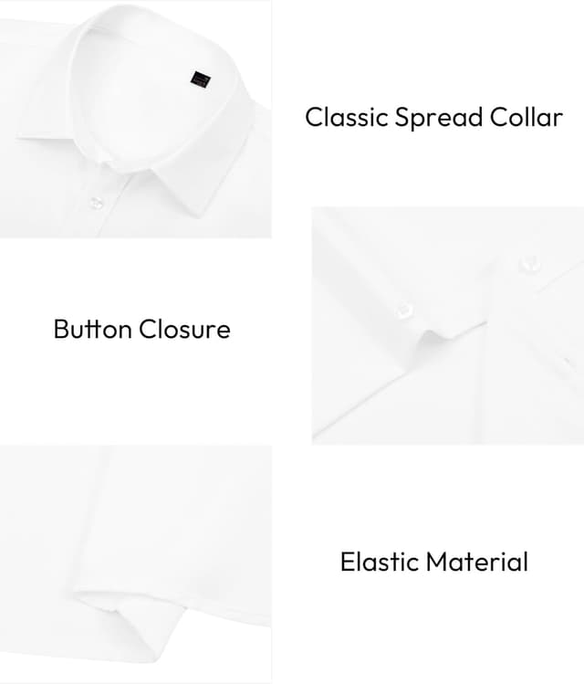 Detalle 1 de J.VER men’s short sleeve stretch dress shirts (4-way stretch) for business casual