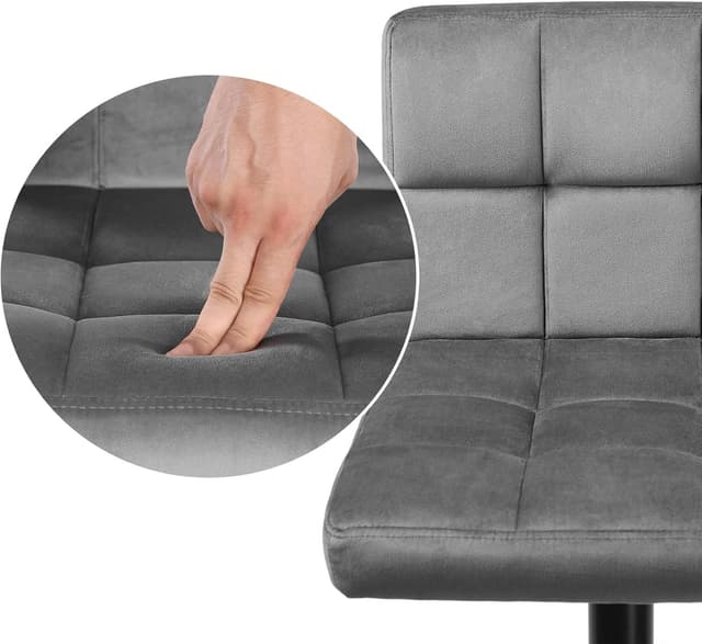 Thumbnail 6 de Songmics Sgabelli da Bar da Cucina, set di 2 con velluto, altezza regolabile, schienale e poggiapiedi, grigio scuro