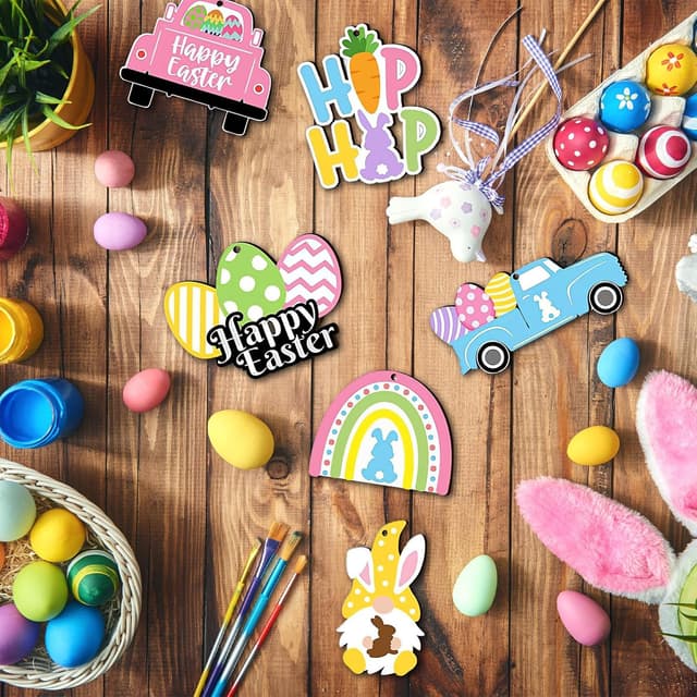 Detalle 2 de Easter Bunny Wooden Hanging Ornaments 24 pcs