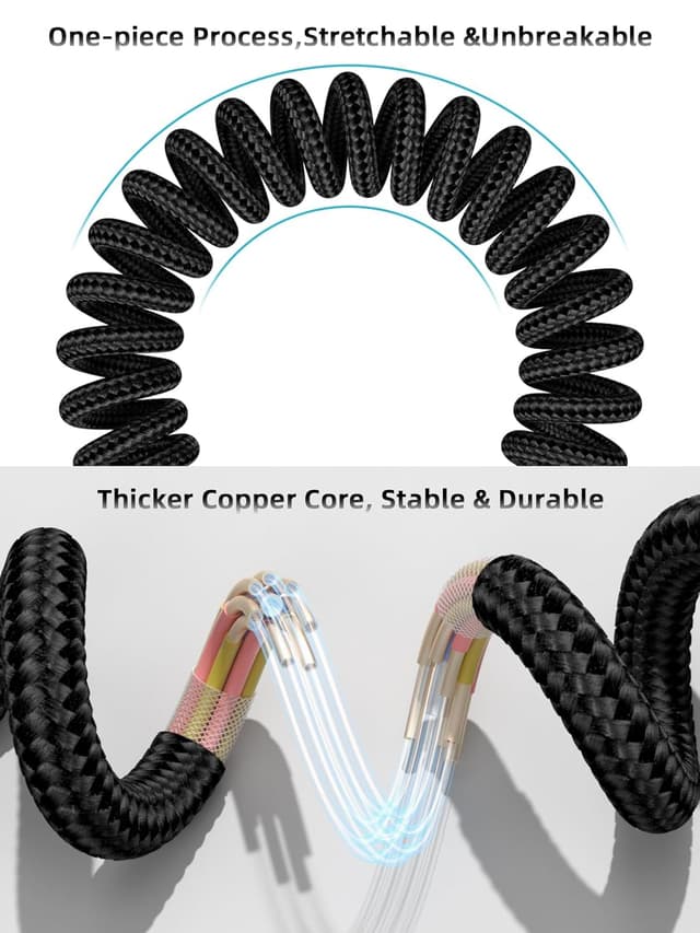 Thumbnail 5 de Quickeep Car Carplay Cable 3ft Coiled USB A to C