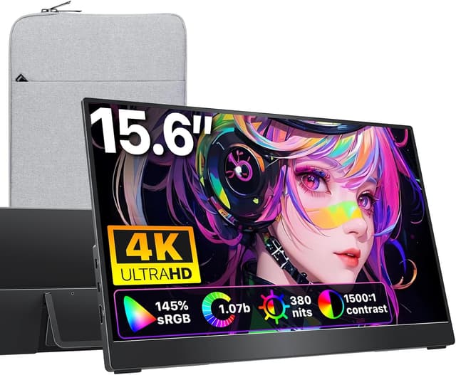 Detalle de cocopar Portable Monitor 15,6 Zoll (1080P FHD) mit Dual-Setup, 120% sRGB, Lautsprechern – VESA montierbar