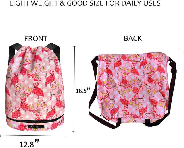 Detalle 2 de Risefit Waterproof Swimming Bags Drawstring Gym Bags (PE, gym, yoga) with 7 pockets