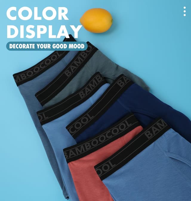 Detalle 2 de BAMBOO COOL Breathable Men’s Boxer Briefs 6-Pack with Moisture-Wicking Comfortsoft Fabric