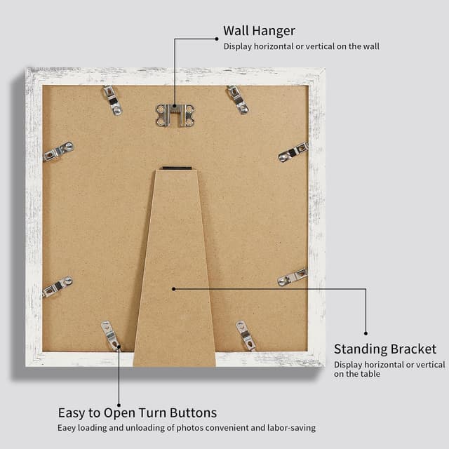 Detalle de iRahmen 12x12 Picture Frame Set of 4 (Tempered Glass) for 10x10 Photos with Mat or 12x12 Without Mat