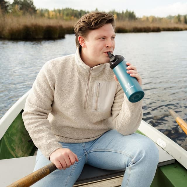 Detalle 2 de Sparrow Edelstahl-Trinkflasche 750 ml mit weiter Öffnung und SwivelSip – auslaufsicher, BPA-frei